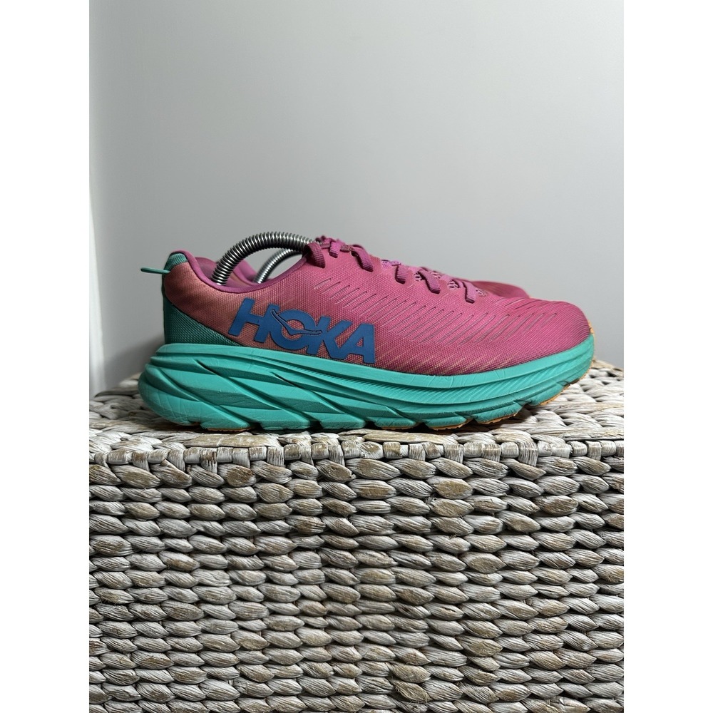 Hoka One One Women Rincon 3 Shoes Pink Blue Sneakers 1119396PPAT Size 7.5B - Picture 1 of 8
